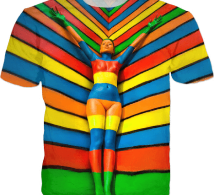 Multicolor Hand Painted Body Painting - T-shirts and Clothes Art by Ben Heine