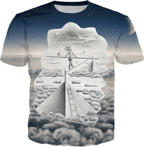 One Way To the Moon - T-shirts and Clothes - Pencil Vs Camera Art by Ben Heine