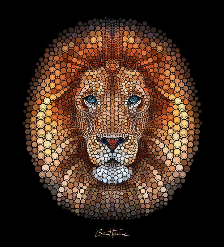 3D print Digital Circlism Lion - Print with 3D effect - Home Deco - Ben Heine Art prints