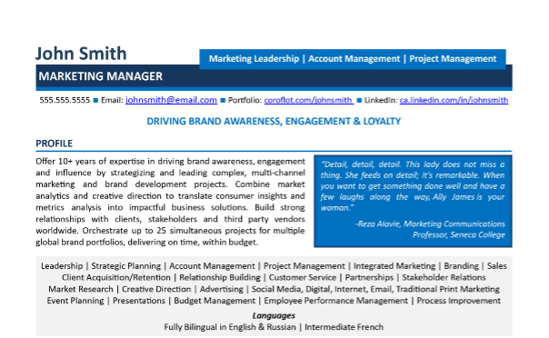 Important tips you must include in your marketing manager resume