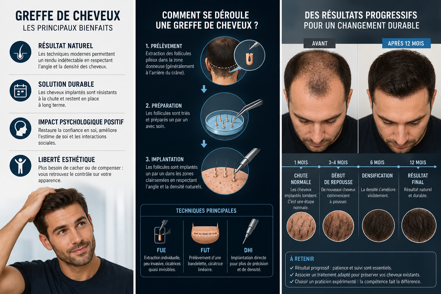 Greffe de cheveux utilité réelle, bénéfices et limites
